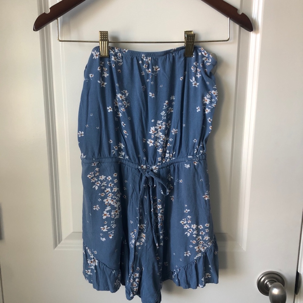 LA Hearts Blue Floral Romper